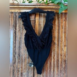 F21 ruffle deep-V bodysuit